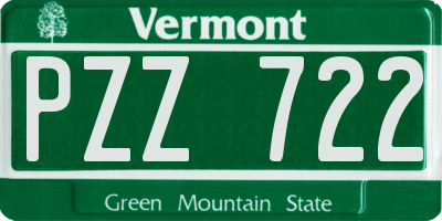 VT license plate PZZ722