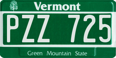 VT license plate PZZ725