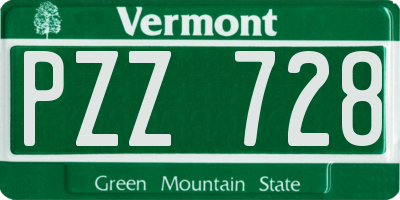 VT license plate PZZ728