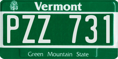 VT license plate PZZ731
