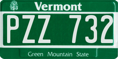 VT license plate PZZ732