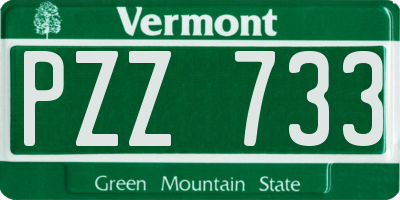 VT license plate PZZ733