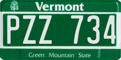 VT license plate PZZ734