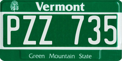 VT license plate PZZ735