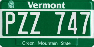 VT license plate PZZ747