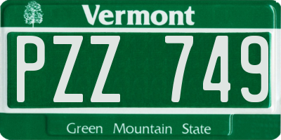 VT license plate PZZ749