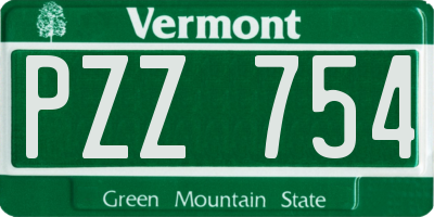 VT license plate PZZ754