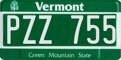 VT license plate PZZ755