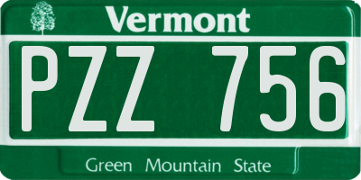 VT license plate PZZ756