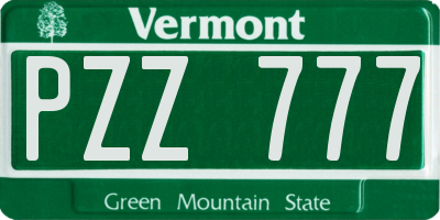 VT license plate PZZ777