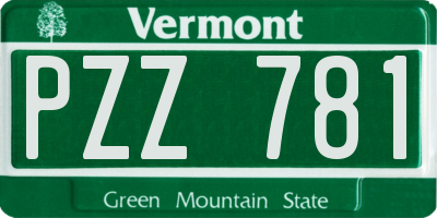 VT license plate PZZ781