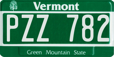 VT license plate PZZ782