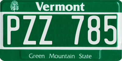 VT license plate PZZ785