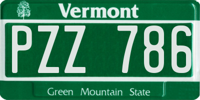 VT license plate PZZ786