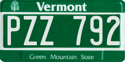 VT license plate PZZ792