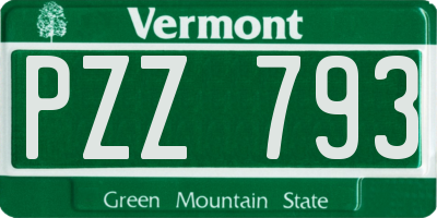 VT license plate PZZ793