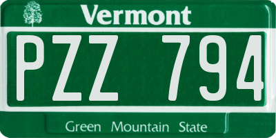 VT license plate PZZ794