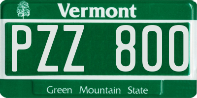 VT license plate PZZ800