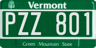 VT license plate PZZ801