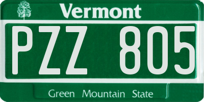 VT license plate PZZ805