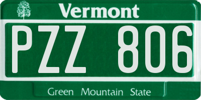 VT license plate PZZ806