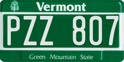VT license plate PZZ807