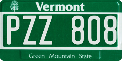 VT license plate PZZ808