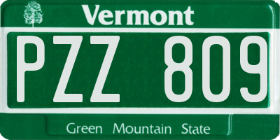 VT license plate PZZ809
