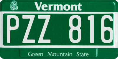 VT license plate PZZ816