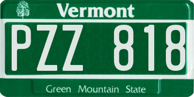 VT license plate PZZ818