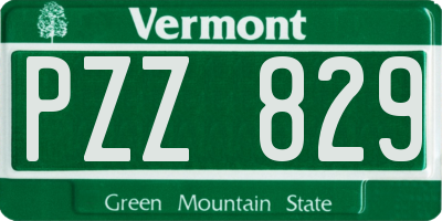 VT license plate PZZ829