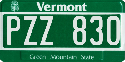 VT license plate PZZ830