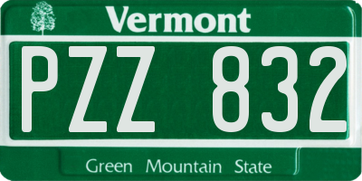 VT license plate PZZ832