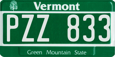 VT license plate PZZ833