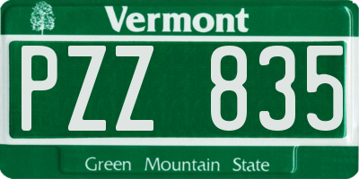 VT license plate PZZ835