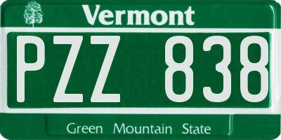 VT license plate PZZ838
