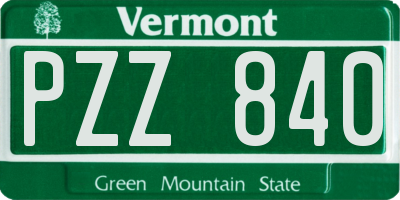 VT license plate PZZ840