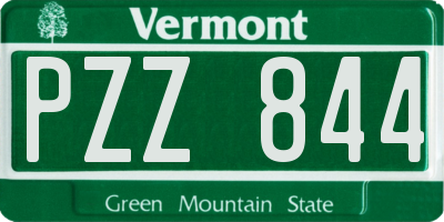 VT license plate PZZ844