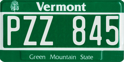 VT license plate PZZ845