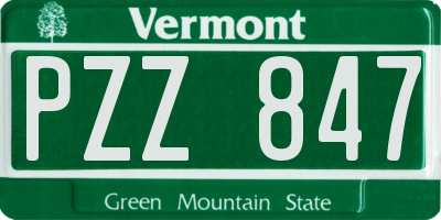 VT license plate PZZ847