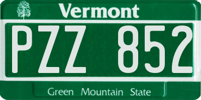 VT license plate PZZ852