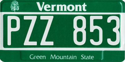 VT license plate PZZ853