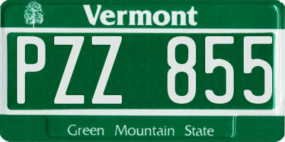 VT license plate PZZ855