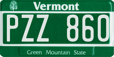 VT license plate PZZ860