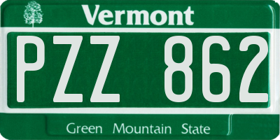 VT license plate PZZ862