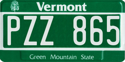 VT license plate PZZ865
