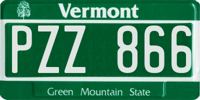 VT license plate PZZ866