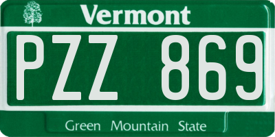 VT license plate PZZ869