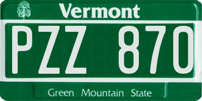 VT license plate PZZ870