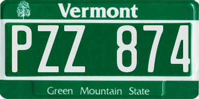 VT license plate PZZ874
